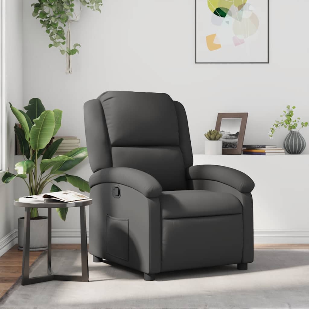 Fauteuil inclinable gris cuir véritable - XIOS