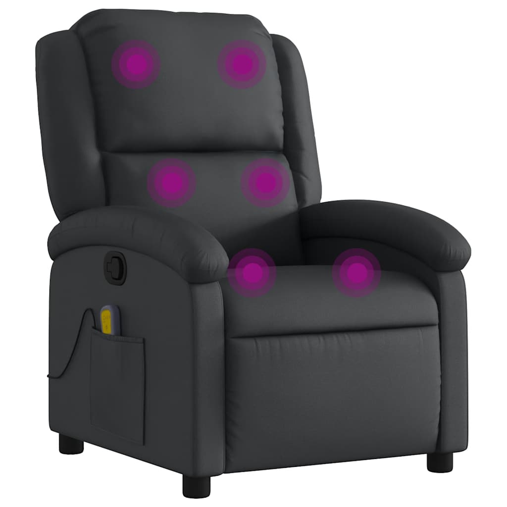 Fauteuil de massage inclinable noir cuir véritable - XIOS