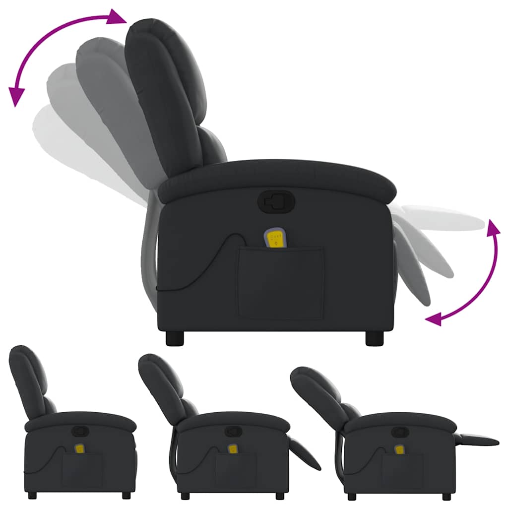 Fauteuil de massage inclinable noir cuir véritable - XIOS
