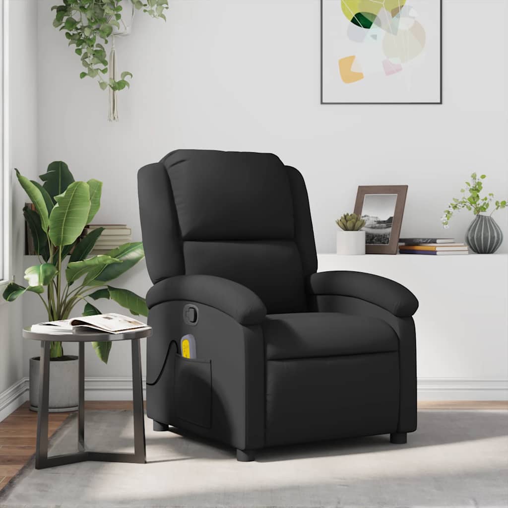 Fauteuil de massage inclinable noir cuir véritable - XIOS
