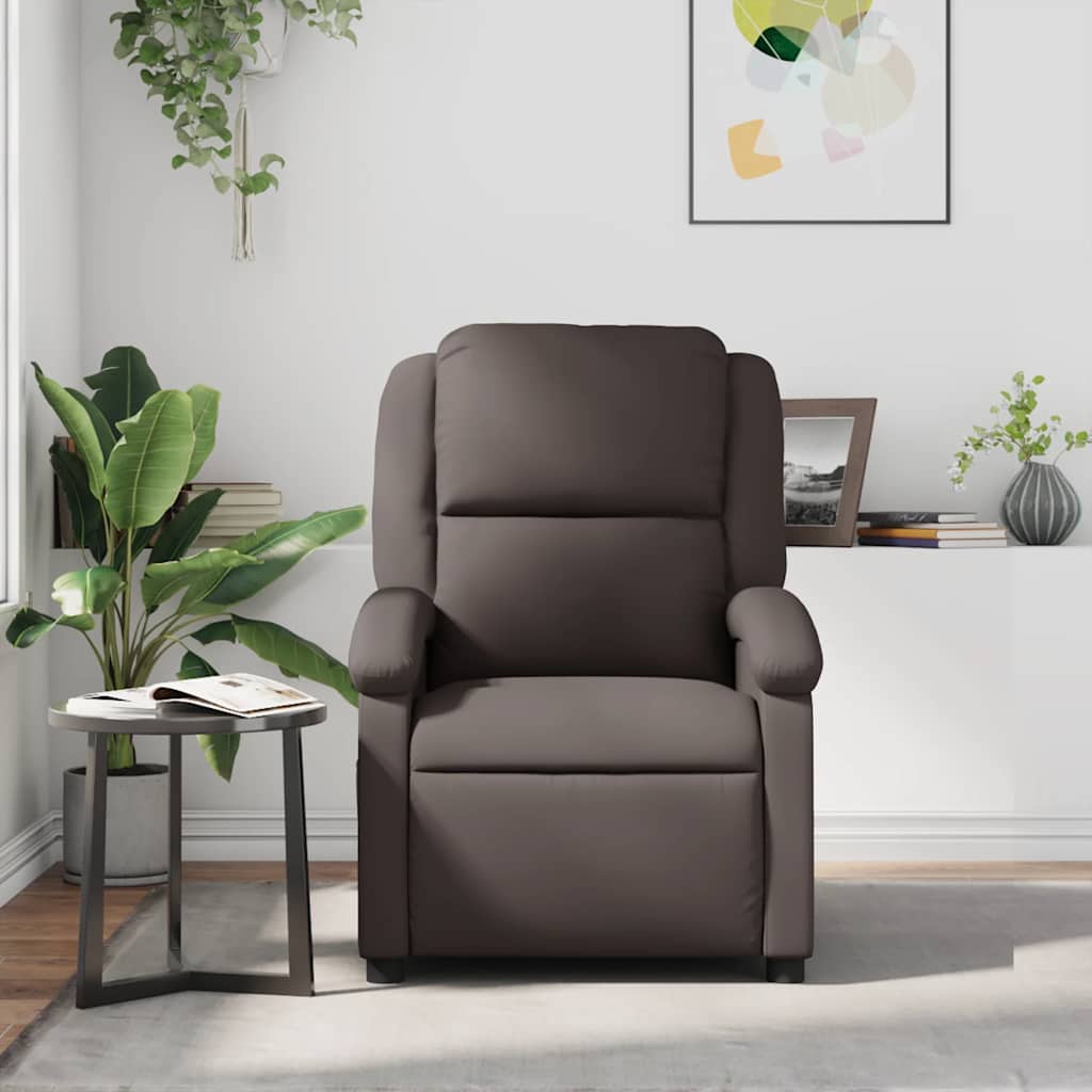 Fauteuil inclinable de massage marron foncé cuir véritable - XIOS