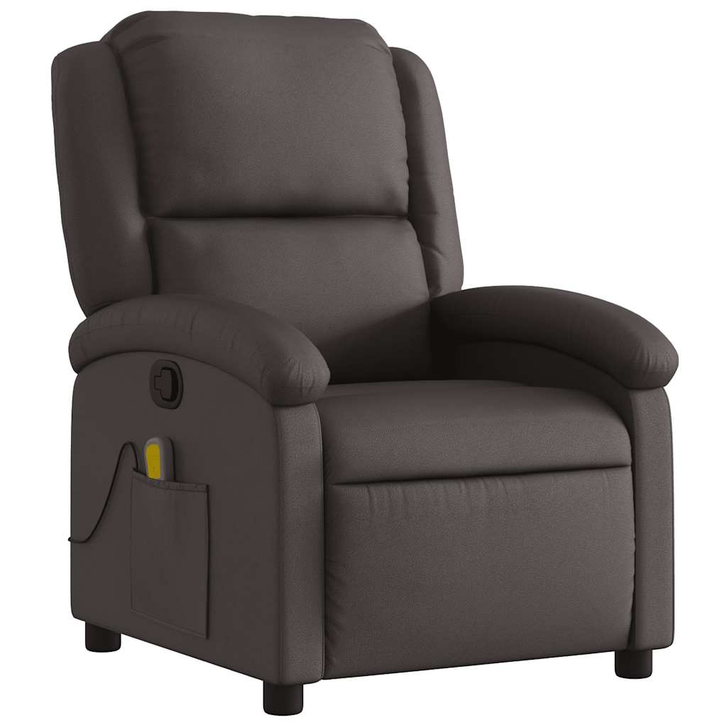 Fauteuil inclinable de massage marron foncé cuir véritable - XIOS