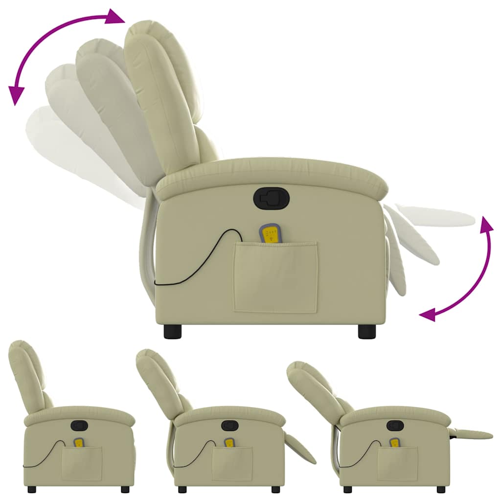 Fauteuil de massage inclinable crème cuir véritable - XIOS