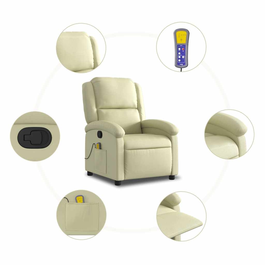 Fauteuil de massage inclinable crème cuir véritable - XIOS
