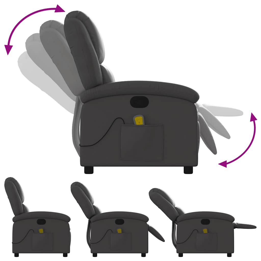 Fauteuil de massage inclinable gris cuir véritable - XIOS