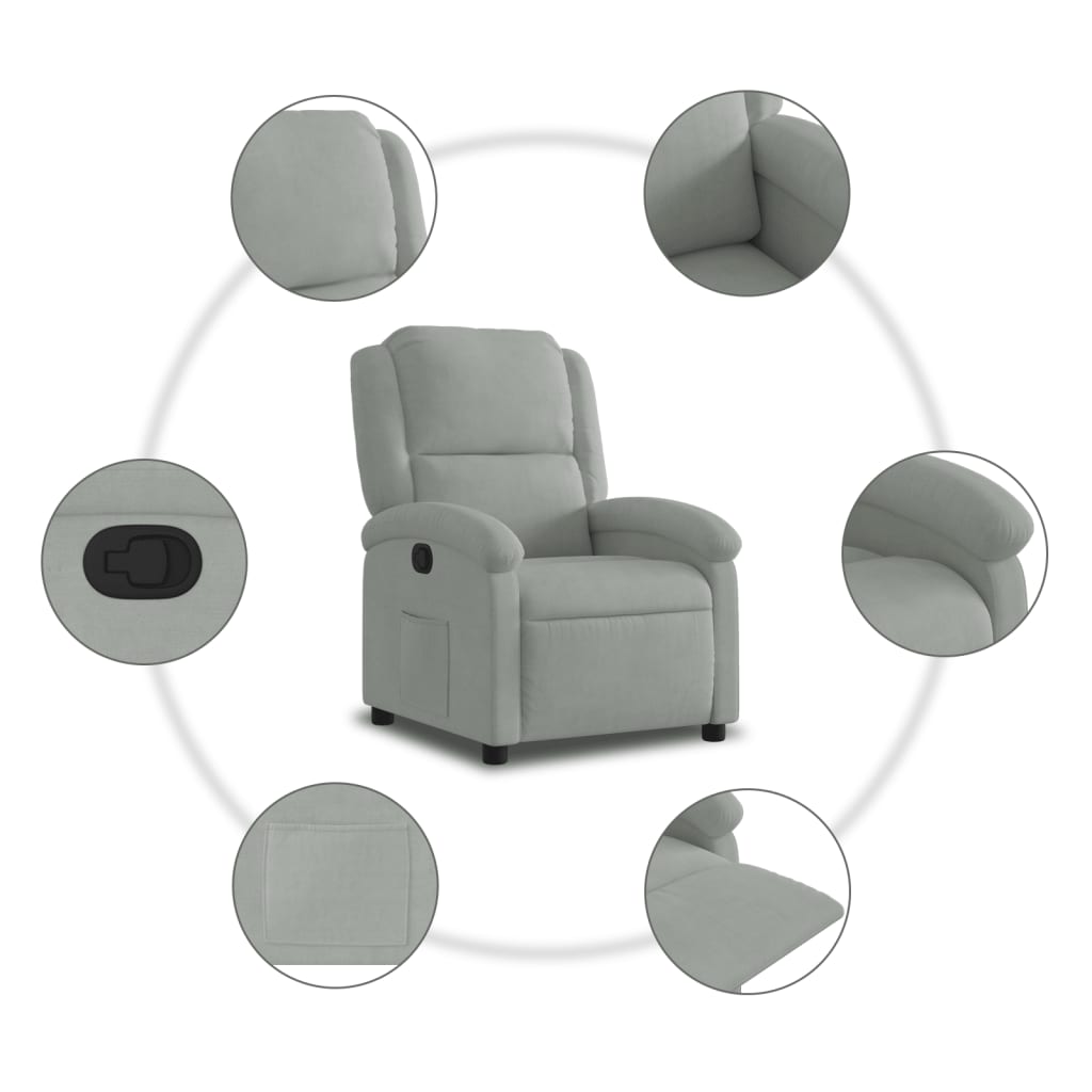 Fauteuil inclinable gris clair velours - XIOS