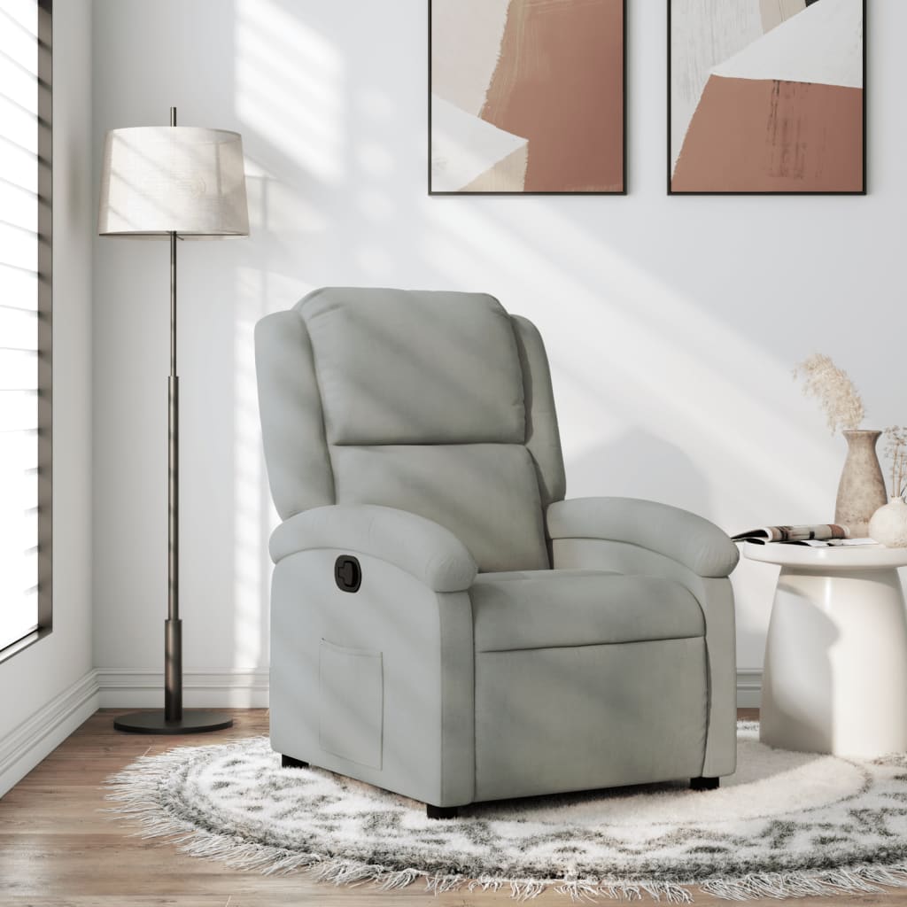 Fauteuil inclinable gris clair velours - XIOS