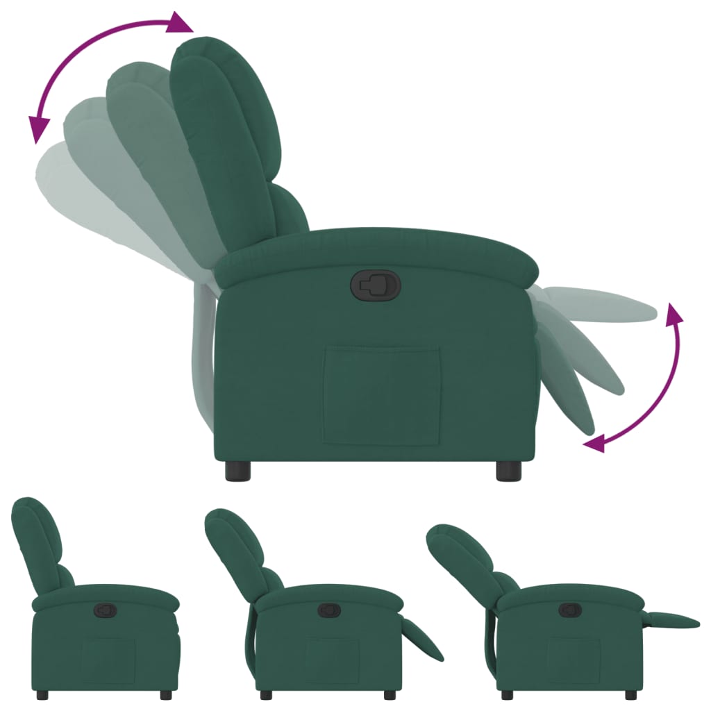 Fauteuil inclinable vert foncé velours - XIOS