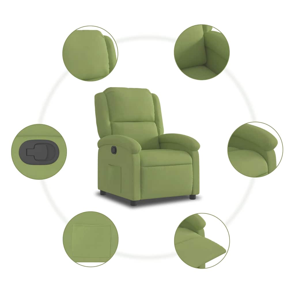 Fauteuil inclinable vert clair velours - XIOS