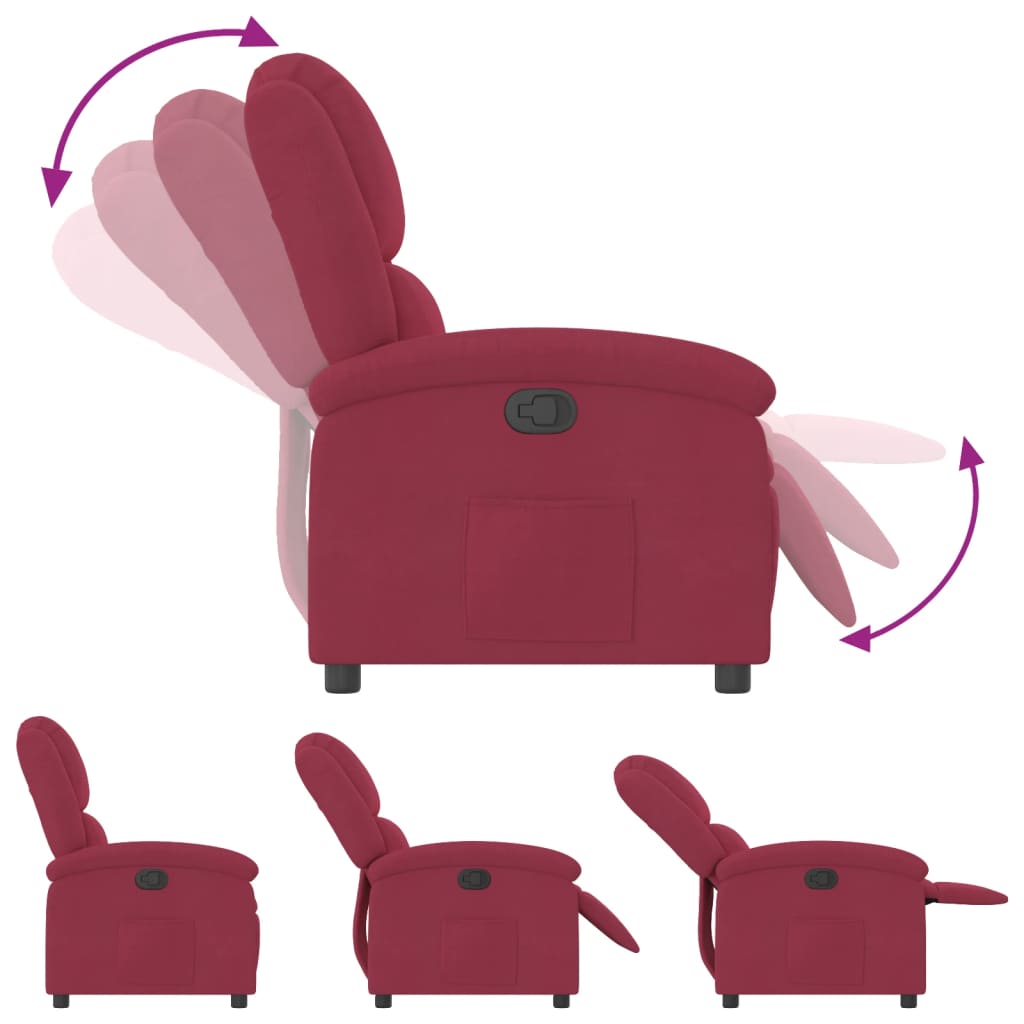 Fauteuil inclinable rouge bordeaux velours - XIOS