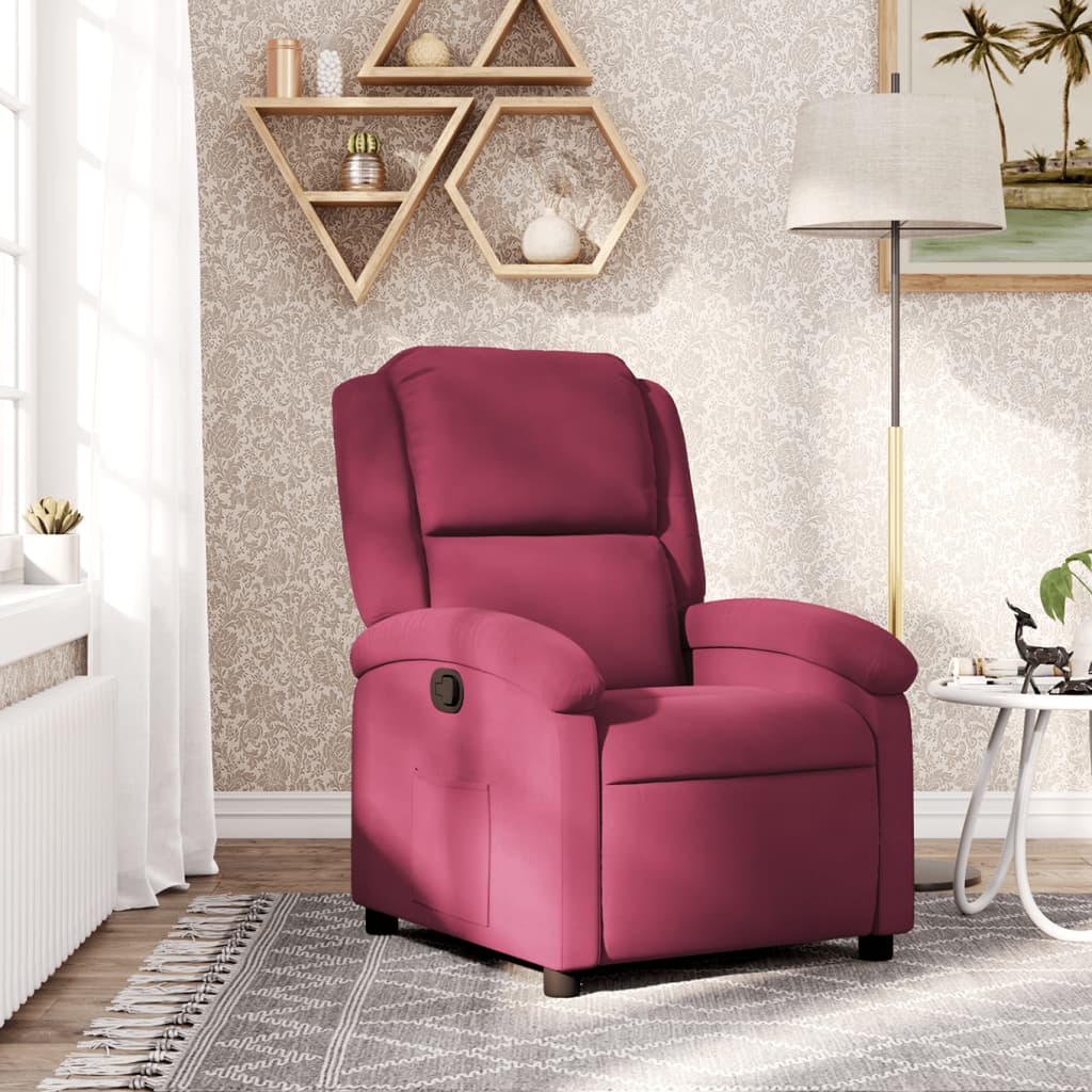 Fauteuil inclinable rouge bordeaux velours - XIOS
