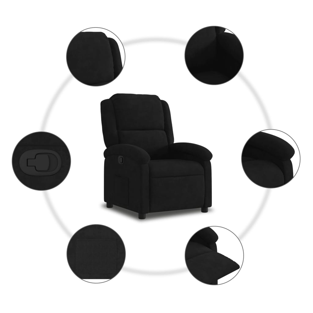 Fauteuil inclinable noir velours - XIOS