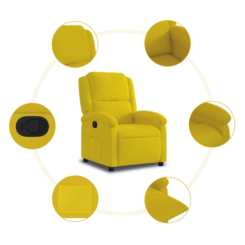 Fauteuil inclinable jaune velours - XIOS
