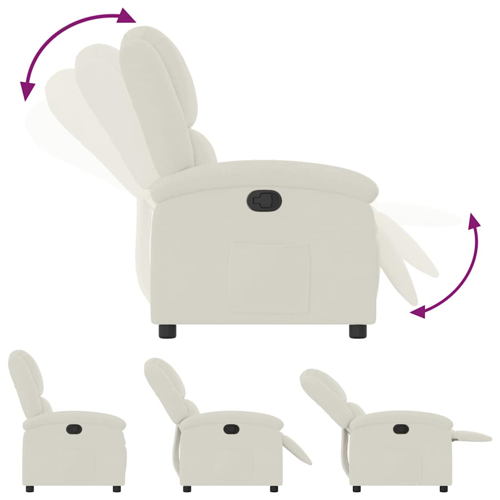 Fauteuil inclinable en velours crème