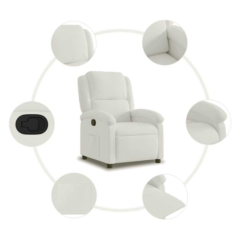 Fauteuil inclinable en velours crème