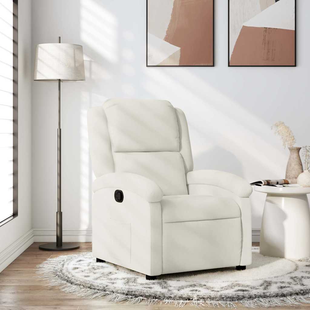 Fauteuil inclinable en velours crème