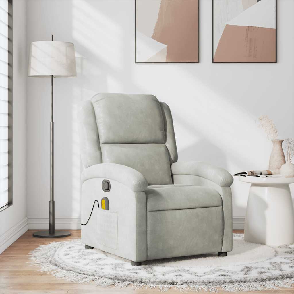 Fauteuil de massage inclinable gris clair velours - XIOS