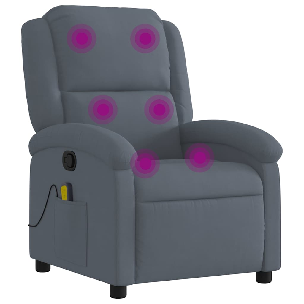 Fauteuil de massage inclinable gris foncé velours - XIOS