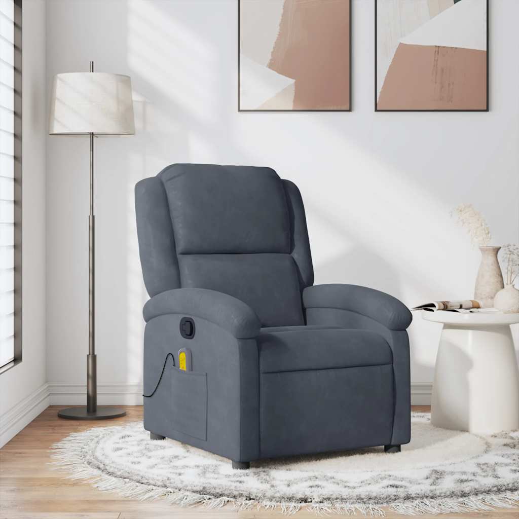 Fauteuil de massage inclinable gris foncé velours - XIOS