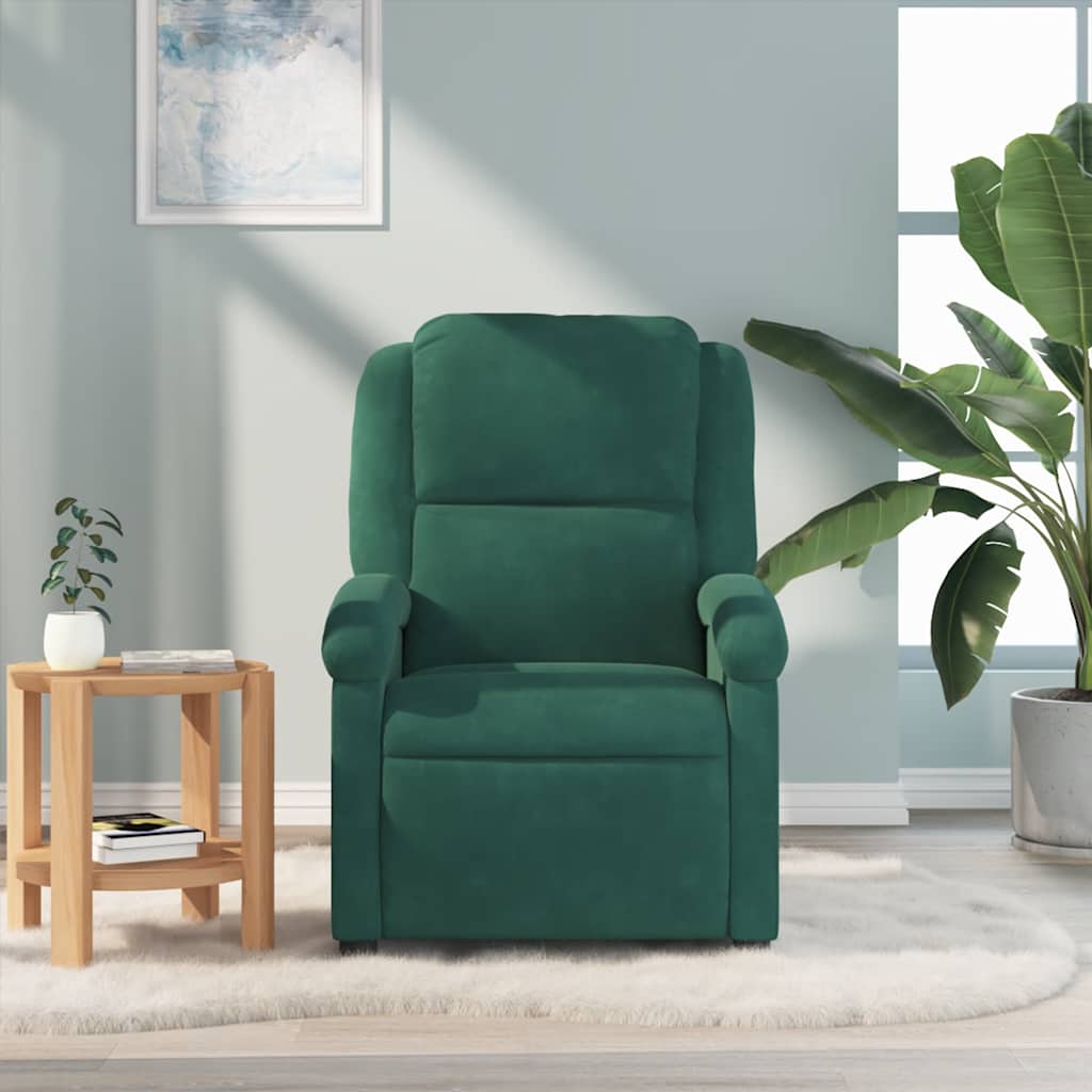 Fauteuil de massage inclinable vert foncé velours - XIOS