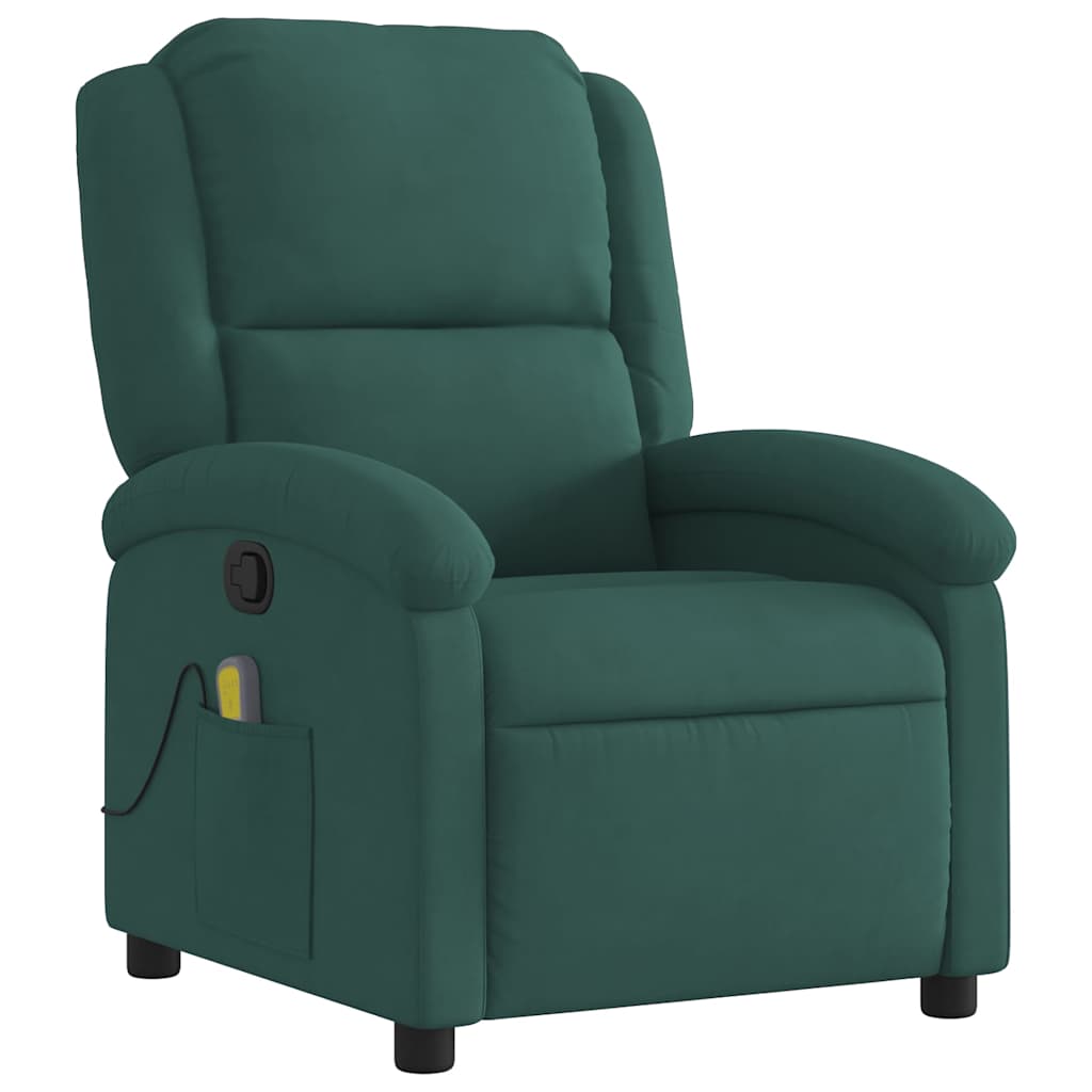 Fauteuil de massage inclinable vert foncé velours - XIOS