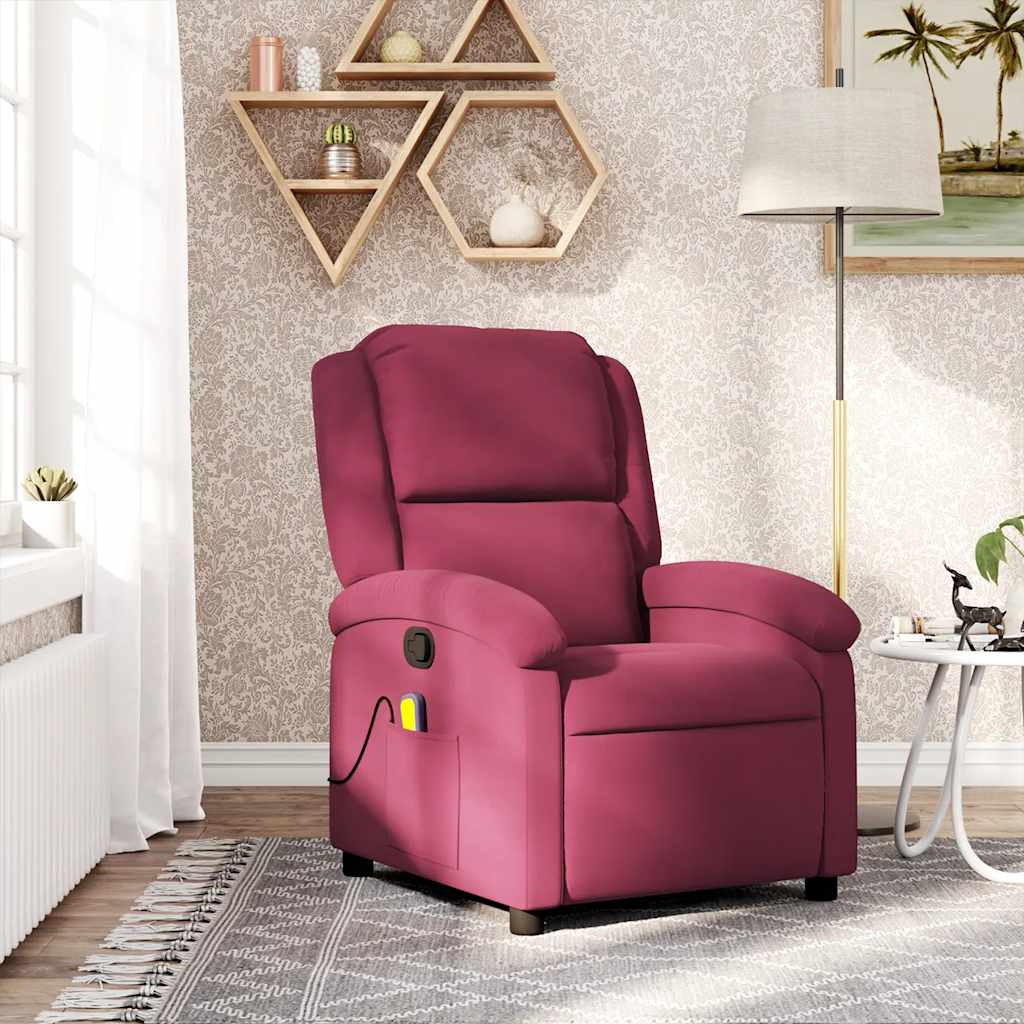 Fauteuil de massage inclinable rouge bordeaux velours - XIOS