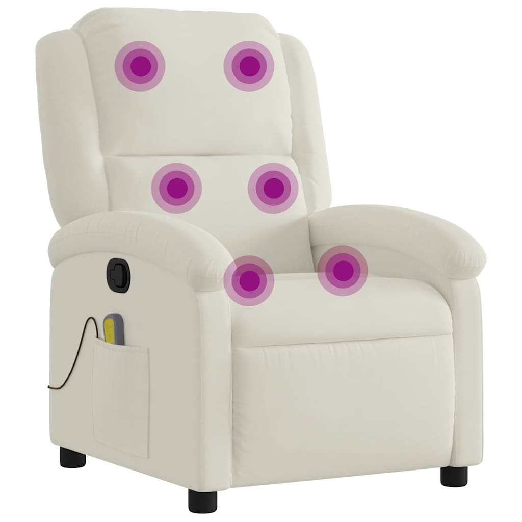 Fauteuil de massage inclinable crème velours