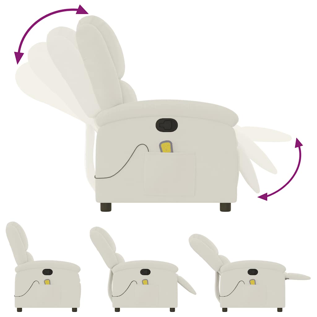 Fauteuil de massage inclinable crème velours