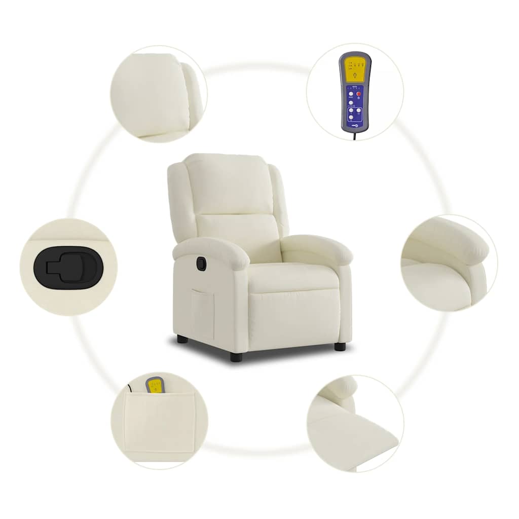 Fauteuil de massage inclinable crème velours - XIOS