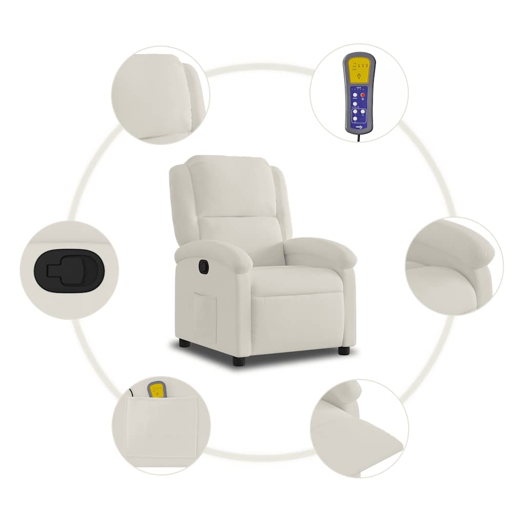 Fauteuil de massage inclinable crème velours