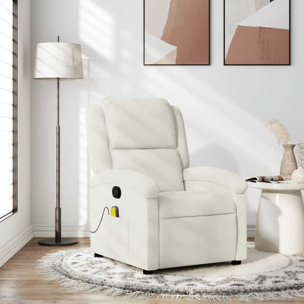 Fauteuil de massage inclinable crème velours