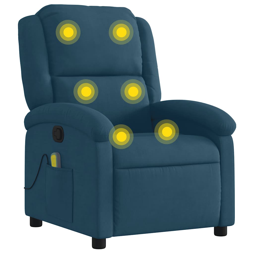 Fauteuil inclinable de massage bleu velours - XIOS
