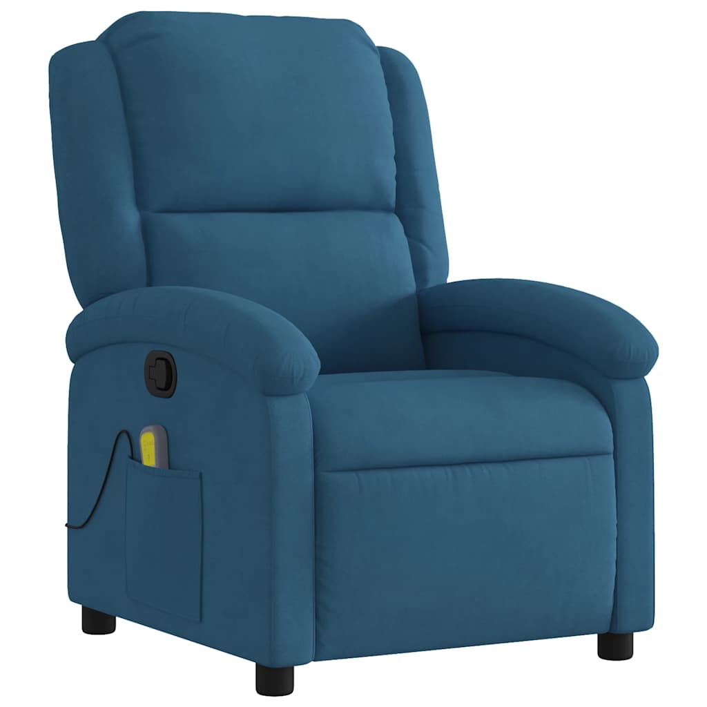 Fauteuil inclinable de massage bleu velours - XIOS