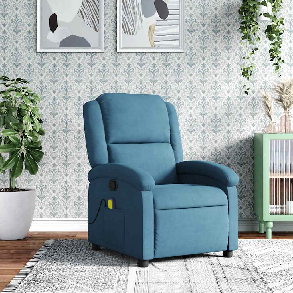 Fauteuil inclinable de massage bleu velours - XIOS