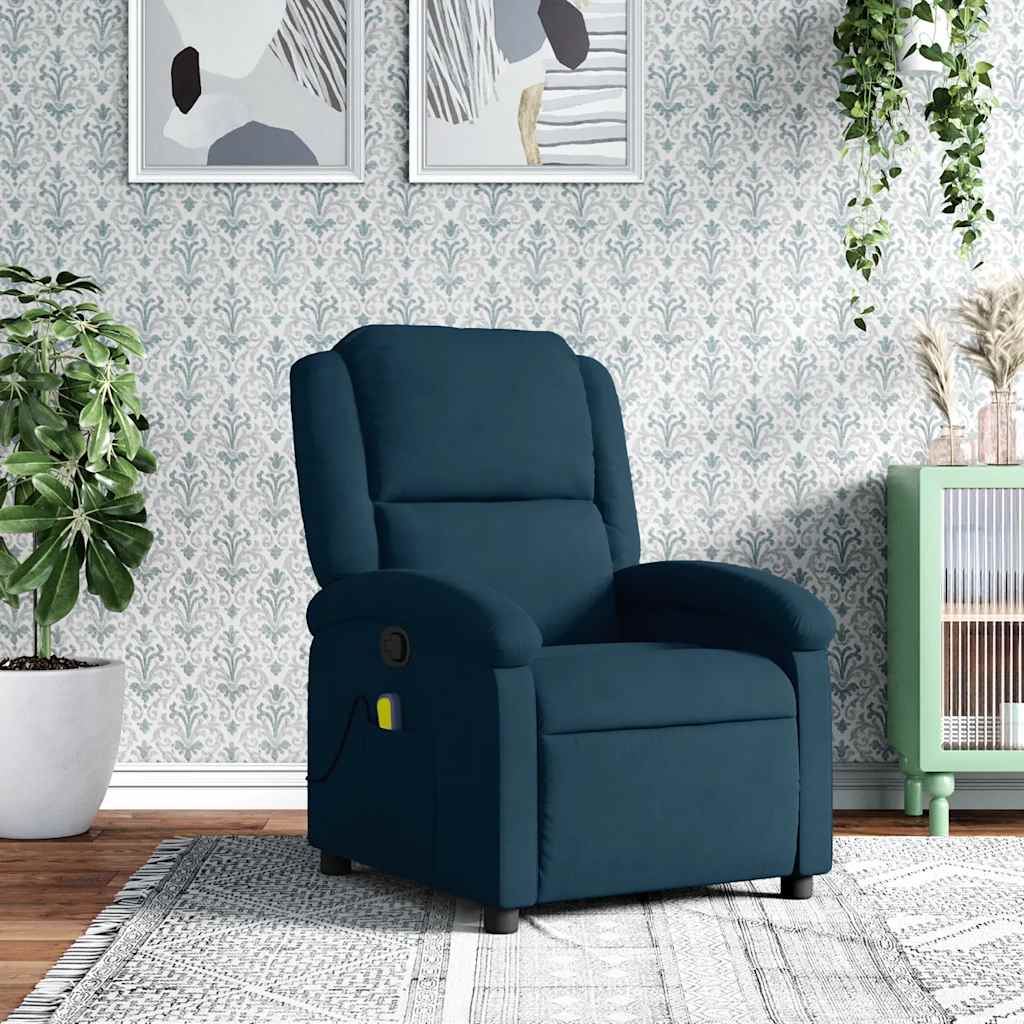 Fauteuil inclinable de massage bleu velours - XIOS