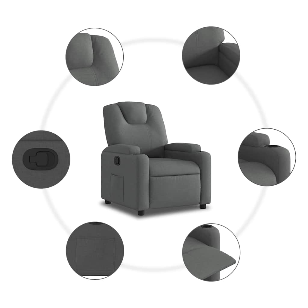 Fauteuil inclinable en tissu gris foncé