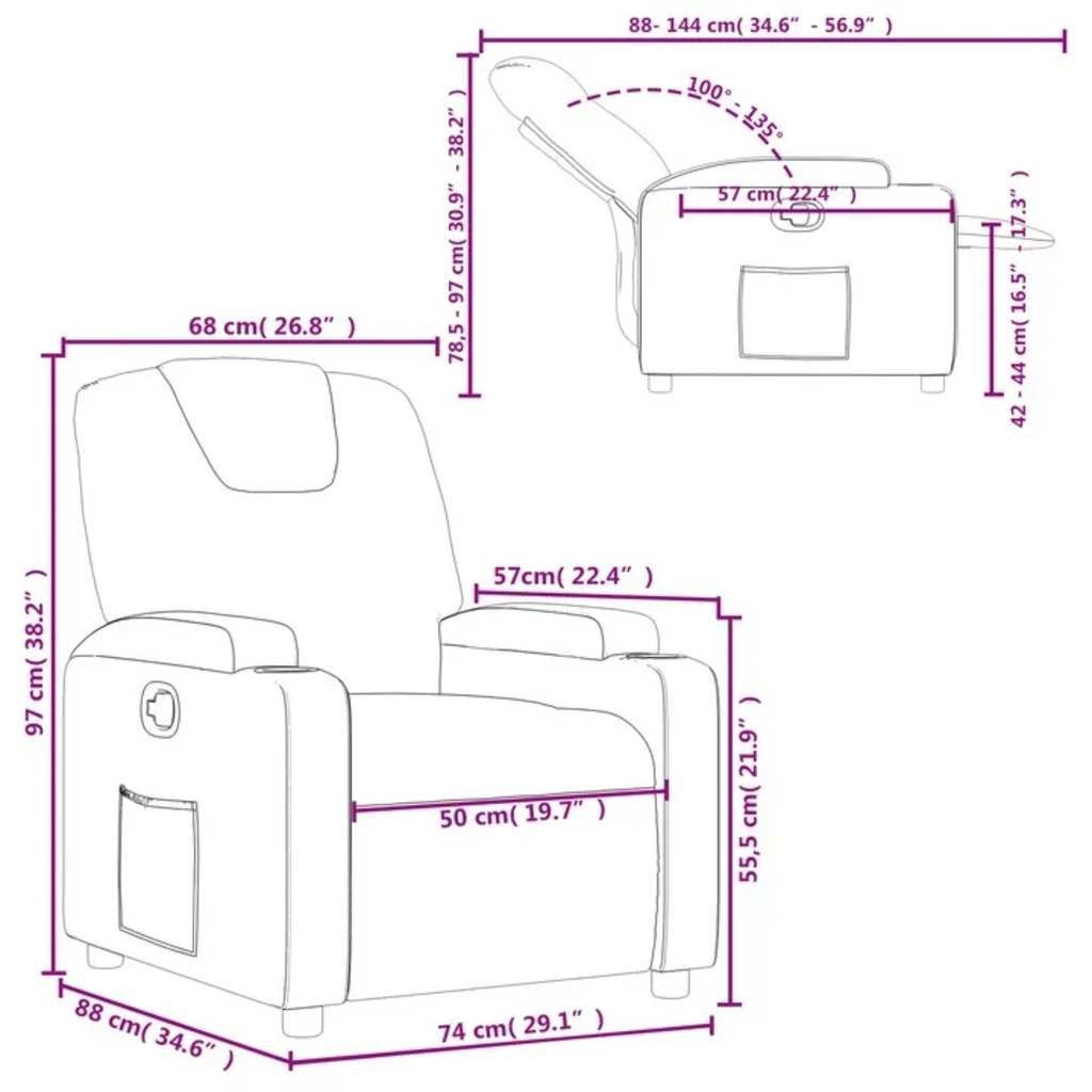 Fauteuil inclinable en tissu gris foncé
