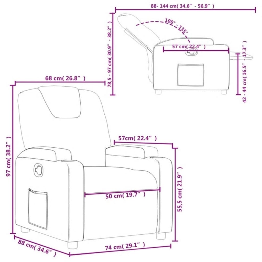 Fauteuil inclinable Noir Tissu
