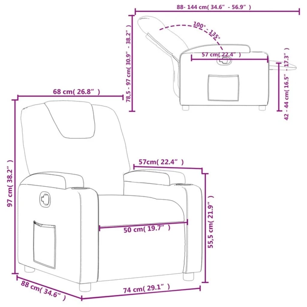 Fauteuil inclinable Rouge bordeaux Tissu - XIOS