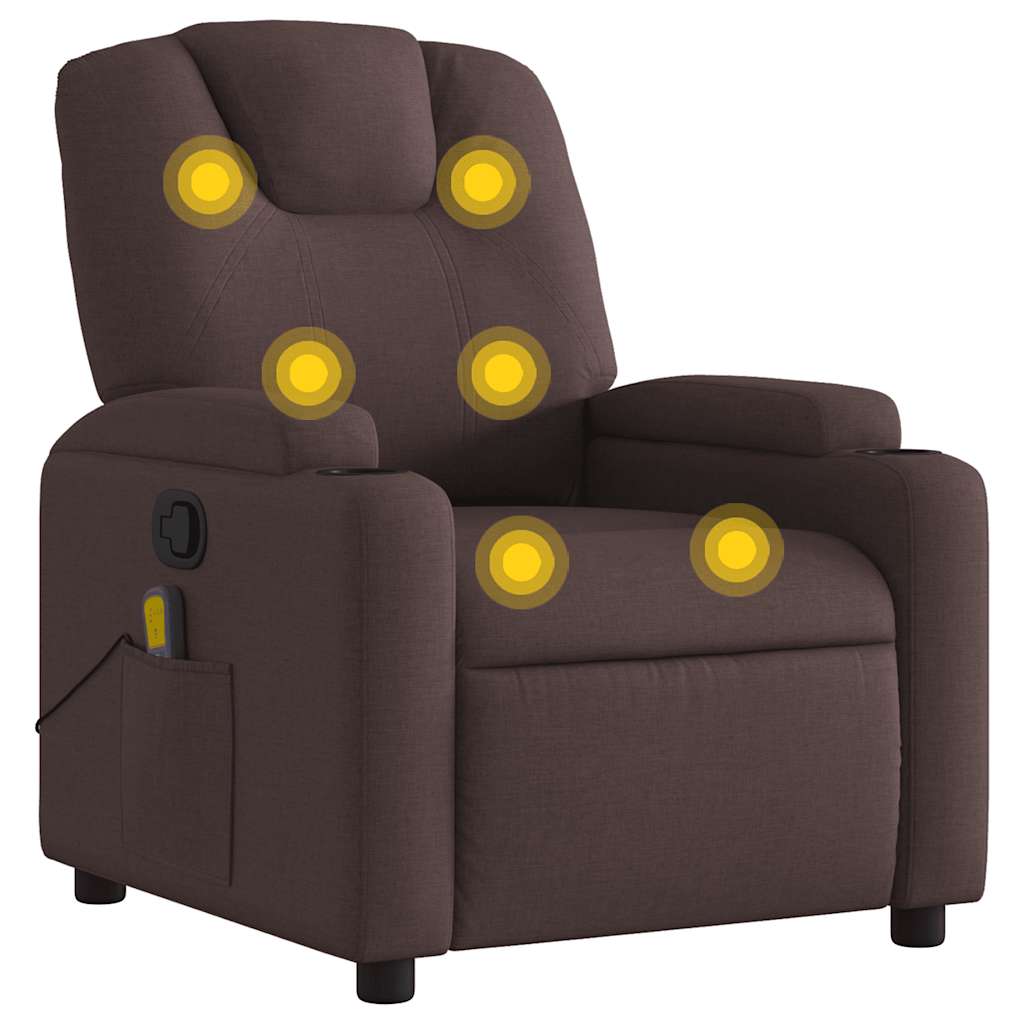 Fauteuil de massage inclinable Marron foncé Tissu