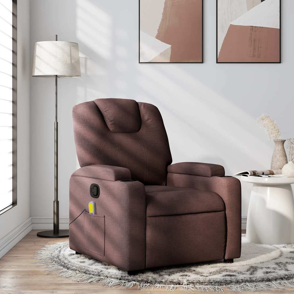 Fauteuil de massage inclinable Marron foncé Tissu - XIOS
