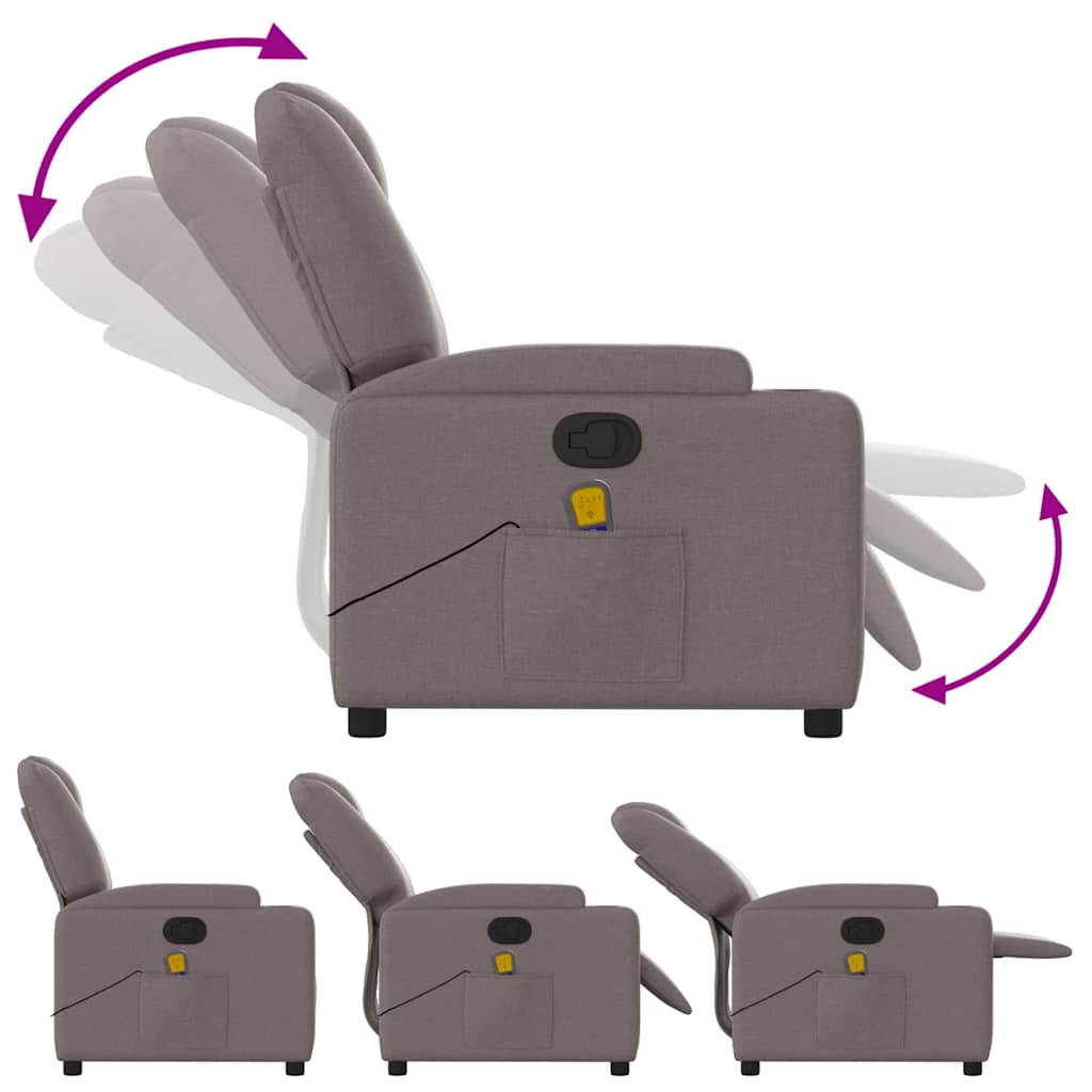 Fauteuil de massage inclinable Taupe Tissu