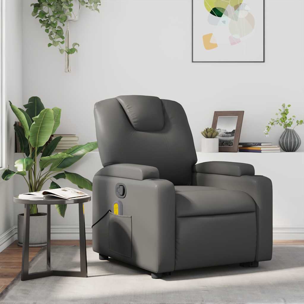 Fauteuil de massage inclinable Gris Similicuir - XIOS