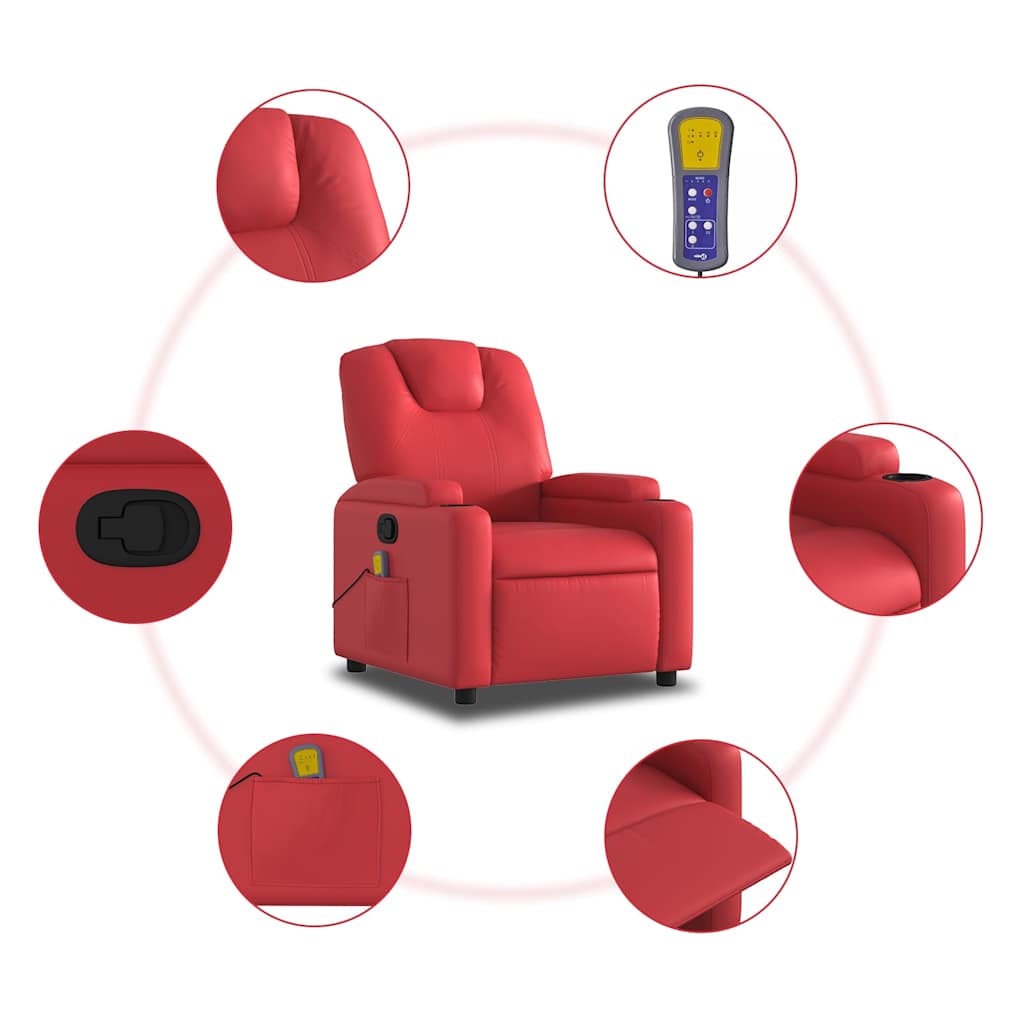 Fauteuil de massage inclinable rouge similicuir - XIOS