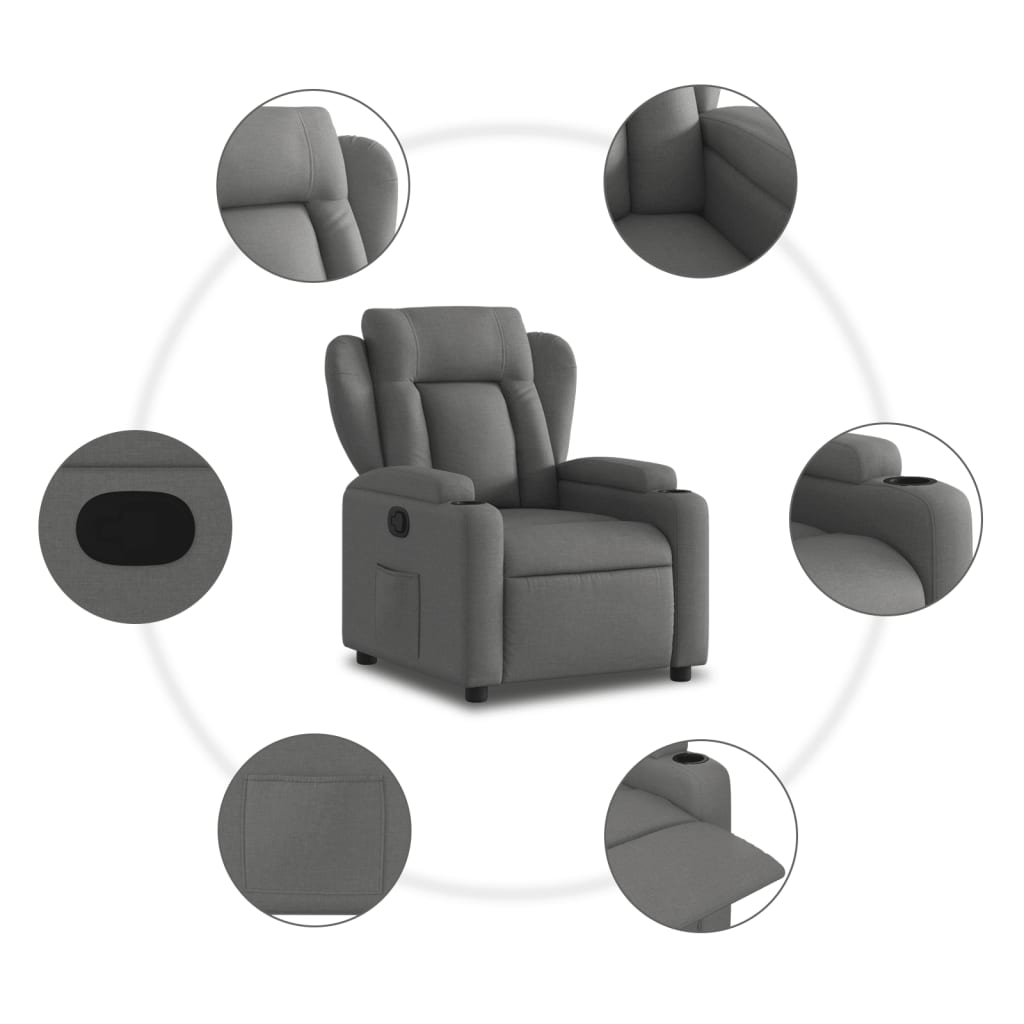Fauteuil inclinable en tissu gris foncé - XIOS