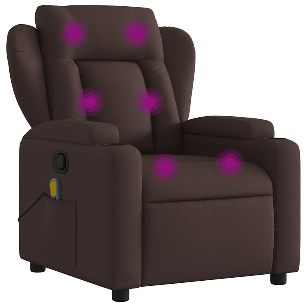 Fauteuil de massage inclinable Marron foncé Tissu - XIOS