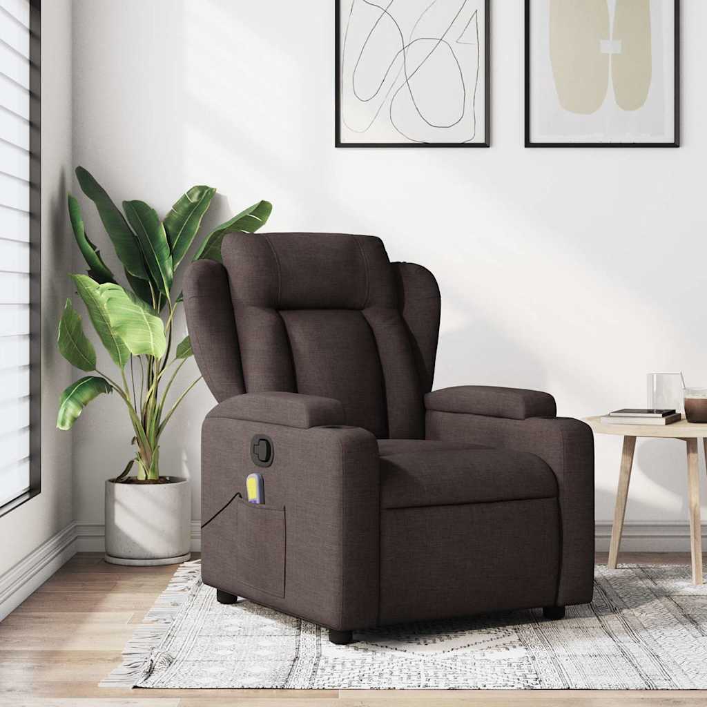 Fauteuil de massage inclinable Marron foncé Tissu - XIOS