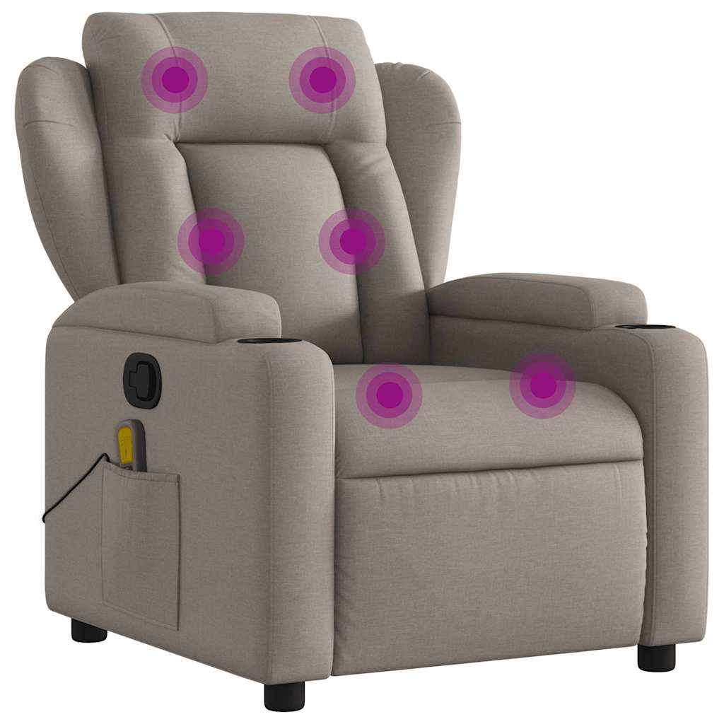 Fauteuil inclinable de massage en tissu taupe - XIOS