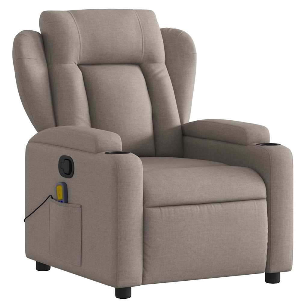 Fauteuil inclinable de massage en tissu taupe - XIOS