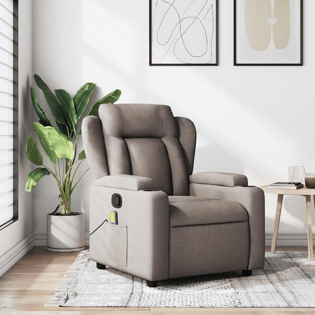 Fauteuil inclinable de massage en tissu taupe - XIOS